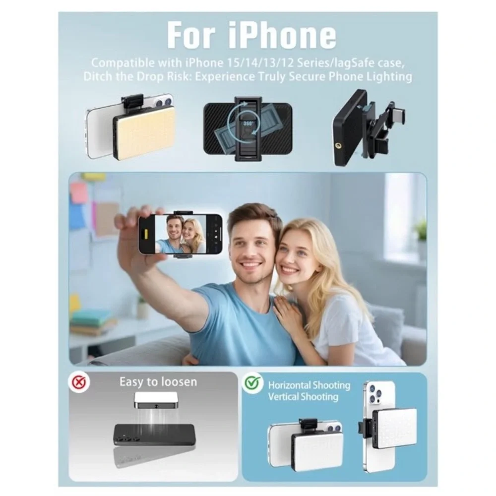 LED Video Light Panel for Cameras and Smartphones - Black